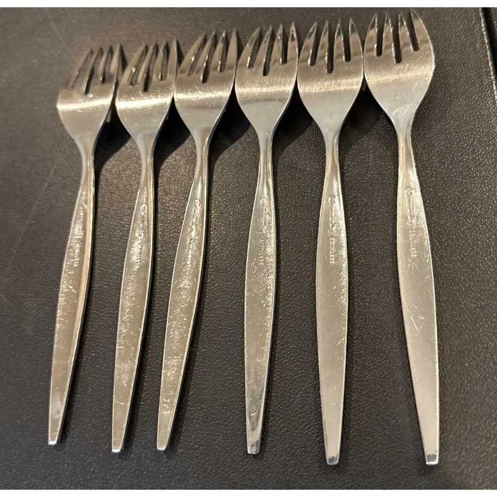 Oneida Community Venetia Stainless Steel Salad Forks Fork Set Of 6 MCM Vintage